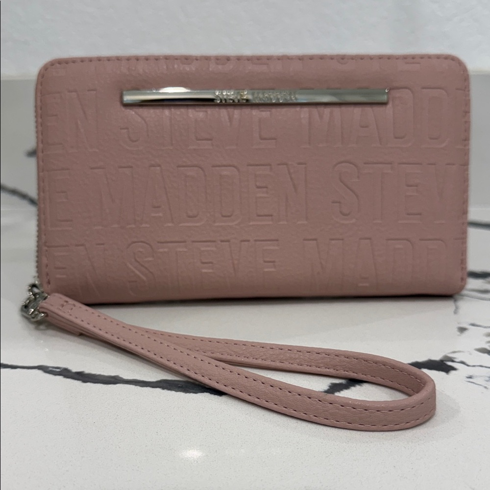 Steve Madden Blush Pink Embossed Wristlet